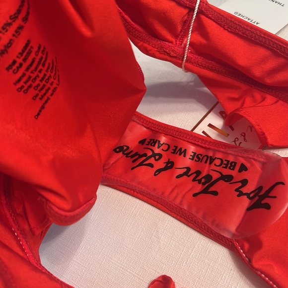 NWT For Love & Lemons Rodeo Ruffle Bikini Bottom Red - Picture 7 of 7